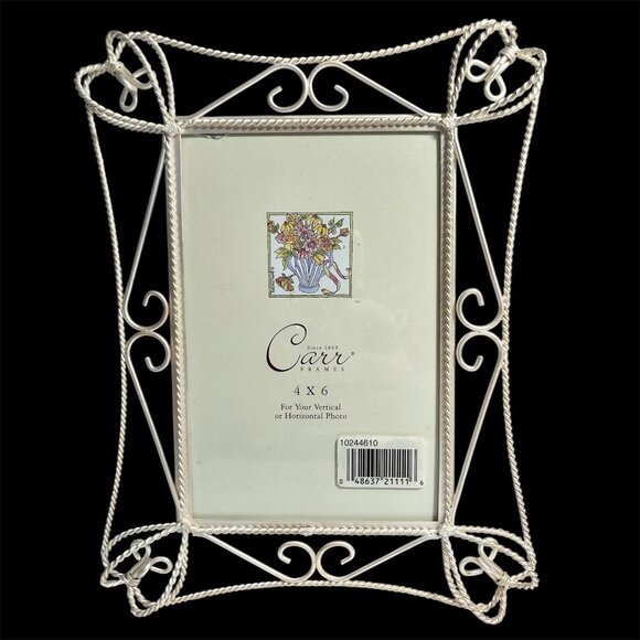 Vintage Brushed Ivory Metal Scroll Frame 4" X 6" Vertical or Horizontal Art Deco - Picture 1 of 16